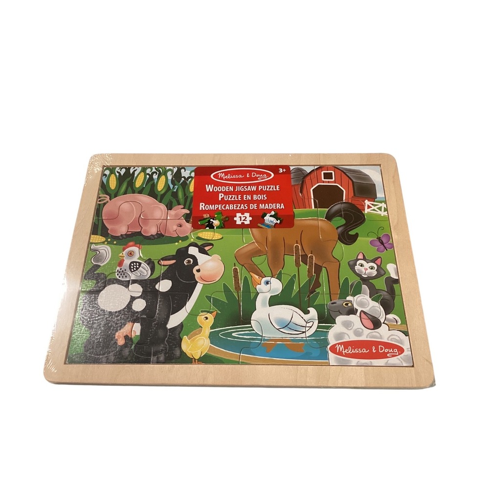 Melissa & Doug Farm Friends Wooden Jigsaw Puzzle 12 Piece Kids Toy New